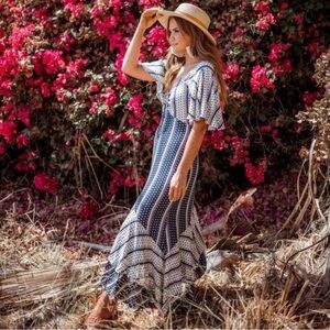 Anthropologie Cleobella Hi Low Maxi Polka Dot Summer genesis dress. Sz small